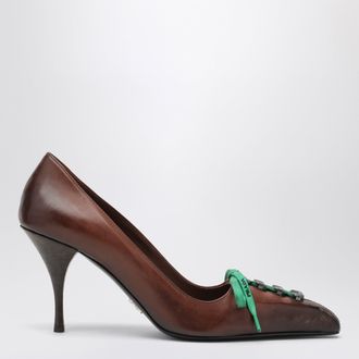 Prada D&eacute;collet&eacute; color cacao in pelle effetto anticato