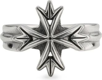 Emanuele Bicocchi Logo cross ring - unisex - Sterling Silver - 56.9