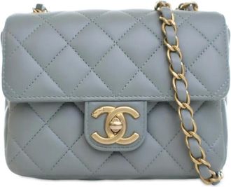 Chanel 2021-2025 Mini Square Lambskin Casino Royale Charms Single Flap crossbody bag - Blu