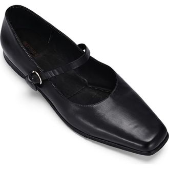 OLD TREND Classic Genuine Leather Polished Vintage Mary Jane Flat in Black at Nordstrom, Size 5.5
