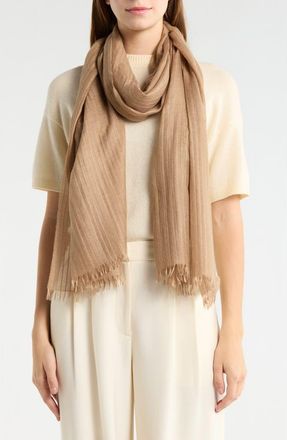 Nordstrom Striped Silk & Cashmere Scarf in Tan at Nordstrom