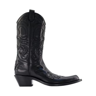 Acne Studios Puntige Leren Cowboylaarzen - Heren - Schoenen - Zwart - Maat: 43 EU Leer