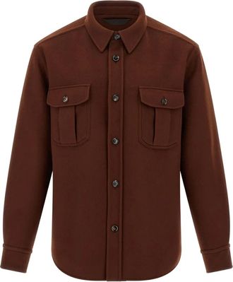 Brioni Giacca-camicia con abbottonatura sui polsini - Marrone