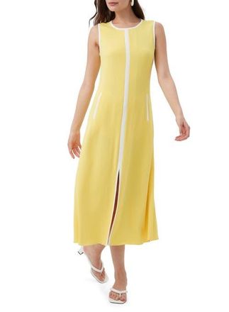 Trina Turk Magnifique Front Slit Midi Dress in Lavandou Lemon at Nordstrom, Size X-Small