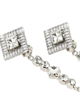 Alessandra Rich Crystal and Pearl Chandelier Earrings - Silver