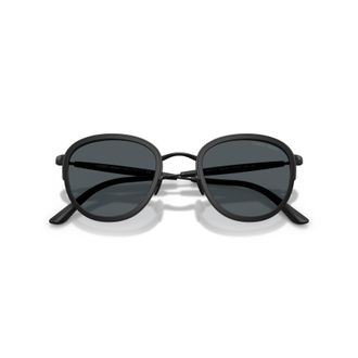 Giorgio Armani 0ar6176 Matte Black Metal Frame Sunglasses with Rounded Lenses