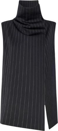 Sportmax Spsalbata Mouwloze Top - Dames - Tops zonder mouwen - Zwart - M - Wol - Tops