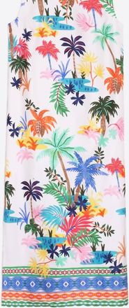 Vilagallo Veliana Palmers Long Palm Print Dress In Multi Bright