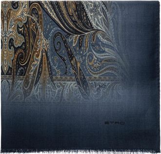 Etro Wool Scarf - Heren - Sjaals - Blauw - ONE Size - Wol - Accessoires