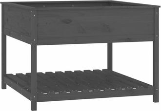 vidaXL Vidaxl - Jardinera Con Estante Madera Maciza Pino Gris 111,5x111,5x81 Cm