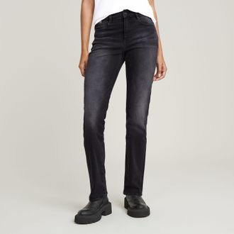 G-Star Straight-Jeans G-STAR Strace Straight Wmn, Damen, Gr. 26, L&auml;nge 30, schwarz (worn in schwarz moon), Denim/Jeans, Obermaterial: 99% Baumwolle, 1% Elast