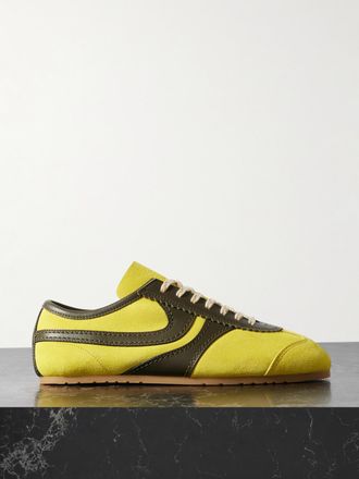 Dries Van Noten Sneakers In Camoscio Con Finiture In Pelle - Giallo