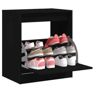vidaXL Zapatero De Madera De Ingenier&iacute;a Negro 60x42x69 Cm Vidaxl