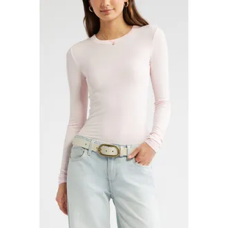 BP. Ribbed Long Sleeve T-Shirt in Pink Dogwood at Nordstrom, Size Xx-Small