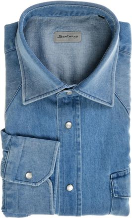 Sartorio Denim Snap Button Cotton Shirt