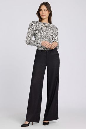 NYDJ 5 Pocket Wijde Pantalon In Stretch Linnen Met Super Hoge Taille