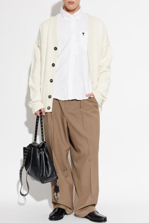 Ami Shirt With Embroidered Logo, Mens, White