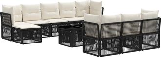 vidaXL Conjunto De Sof&aacute;s De Jard&iacute;n 11 Uds. Negro Rat&aacute;n Sint&eacute;tico Vidaxl