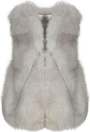 Wanan Luxury Gilet Dalarà Grigio in Pelliccia di Volpe-Donna -Grigio