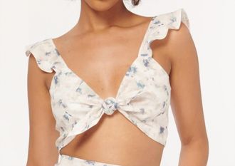 Cami NYC Layla Linen Top In Aegean Floral