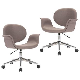 vidaXL Sillas De Comedor Giratorias 2 Unidades Tela Gris Taup&eacute;
