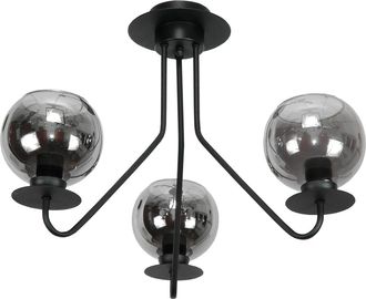 OEM L&aacute;mpara De Techo Colgante, Negra, Pantalla De Cristal Grafito, 15-242 Lupia