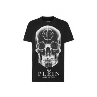 Philipp Plein Tops, Heren, Zwart, L, Katoen, T-shirt Ronde Hals SS Skull