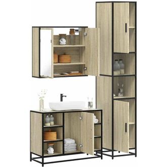 vidaXL Vidaxl - Set De Muebles De Ba&ntilde;o 3 Pzas Madera Contrachapada Roble Sonoma