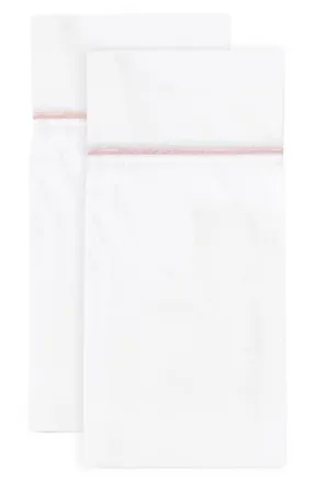 Melange Home Single Embroidered Line 300 Thread Count 100% Cotton Pillowcases in Pink at Nordstrom Rack, Size Standard