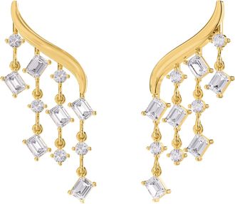 Diamond2Deal 18k Vermeil Plated Silver 3.30 ct Multi Shape Lab Grown Diamond Drop Dangle Earrings