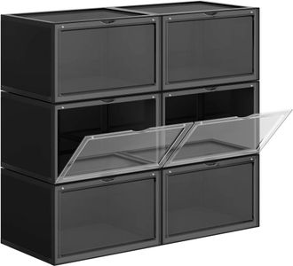 Songmics 6 cajas de zapatos de pl&aacute;stico de color negro