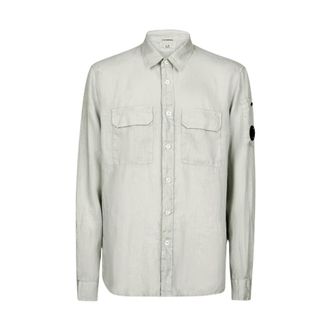 C.P. Company Resin-coated Linen Pocket Shirt - male - C.P. Company - Casual Shirts - Gray - 2XL - Shirts