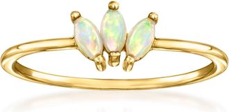 RS Pure by Ross-Simons Opal 3-Stone Lotus Ring in 14kt Yellow Gold