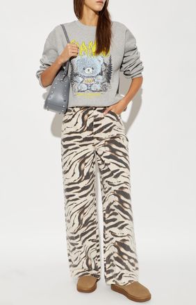 Ganni Sweatshirt With Colorful Print, Womens, Grey