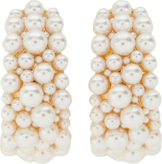 Self Portrait Oorringen met parelcluster - Dames - Oorbellen - Wit - ONE Size - Leer - Accessoires