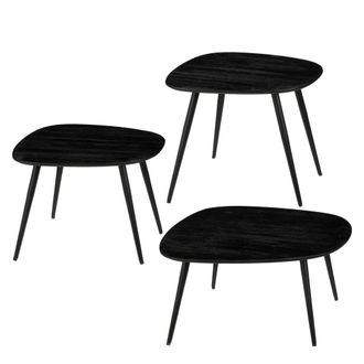 MiCa Decorations Juego de 3 mesa auxiliar de madera reciclada negro alt.34