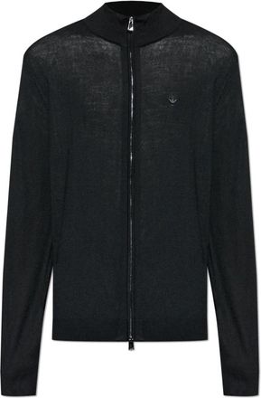 Emporio Armani Effen gebreid vest van zuivere scheerwol met volledige ritssluiting - Heren - Vesten - Zwart - 2XL - Wol - Truien & Vesten