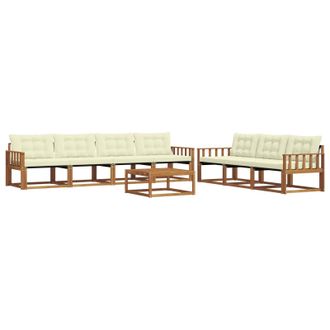 vidaXL Conjunto De Sof&aacute;s De Exterior Con Coj&iacute;n 8 Pcs Natural Y Crema Vidaxl