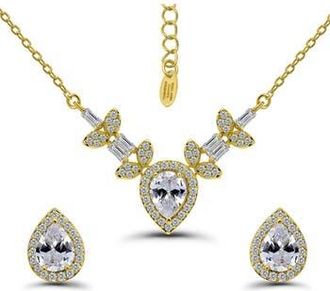 Christian Siriano Pear Cubic Zirconia Necklace & Stud Earrings Set in Gold/Clear at Nordstrom Rack