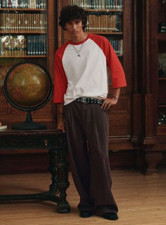 Djab Mens Double-pleat wide-leg chinos Baggy fit Imported from Seoul