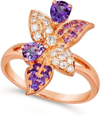 Le Vian Ladies Grape Amethyst Floral Rings set in 14K Strawberry Gold