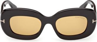 Tom Ford Islay 50mm Small Rectangular Sunglasses in Shiny Black/vicuna Lens at Nordstrom