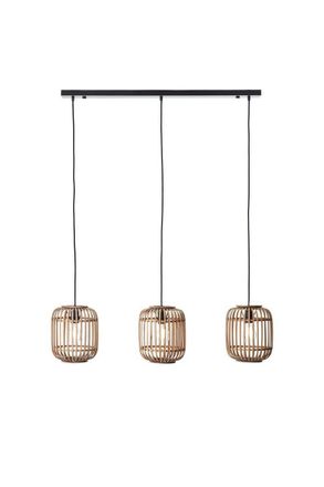 Netlighting Mathias Bar Pendant Ceiling Lamp Natural Bamboo Plywood Matt Black Paint
