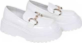Jeffrey Campbell Womens Skooled Lug Platform Loafers In White Box