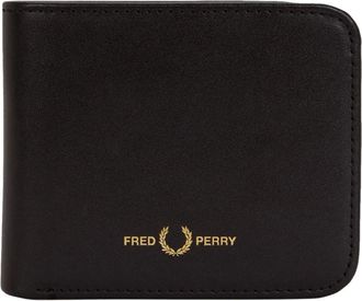 Fred Perry Gladleren Portemonnee met Biljetvak - Heren - Accessoires - Zwart - Maat: ONE Size Leer