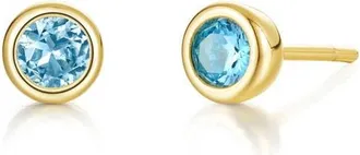 Lafonn Bezel Simulated Birthstone Stud Earrings in Light Blue at Nordstrom