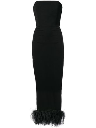 16Arlington feather embellished strapless dress - Black