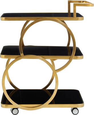 Fifty Five South Servierwagen Novo Iii Gold aus Edelstahl 70 x 80 cm