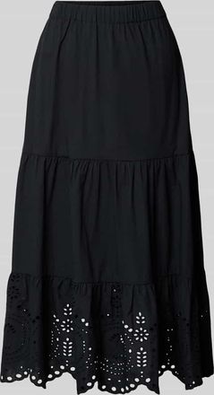 Christian Berg Midirock mit Lochstitching in Black, Gr&ouml;&szlig;e 36