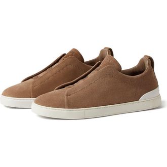 Ermenegildo Zegna Triple Stitch Suede Slip-On Sneaker in Cocco at Nordstrom, Size 10.5Us